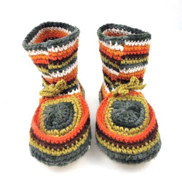 Handmade Mexican crochet knit sherpa lined slipper boot - Picture 4 of 9